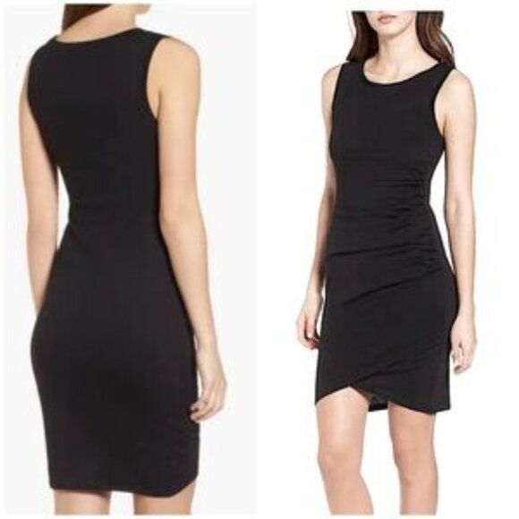 Leith Dresses & Skirts - Leith Faux Wrap Sleeveless Classic Mini Dress in black